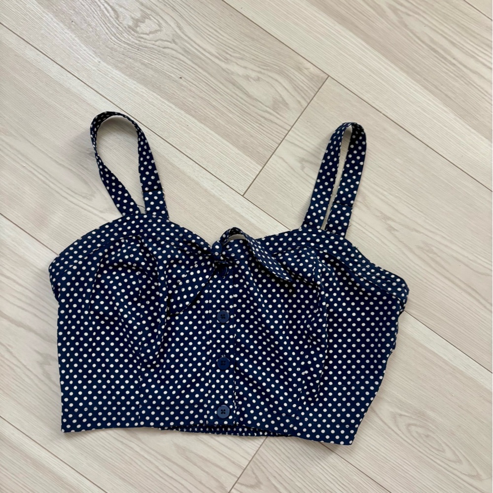 American Rag Blue Polka Dot Crop Top